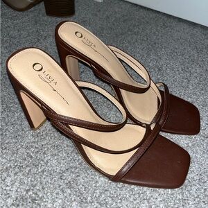 Liva Brown Strappy Heels